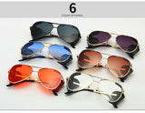  Vintage SteamPunk Pilot Style Sunglasses Leather Side Design Sun Glasses Oculos De Sol 2029 Mart Lion - Mart Lion