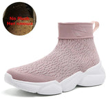 Women Platform Sneakers Casual Shoes Slip On Sock Trainers Plush Lightweight MartLion Pink No Fur 10 