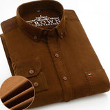 100% Cotton Corduroy Shirt Men's Casual Long Sleeve Regular Fit Dress Pocket Mart Lion   