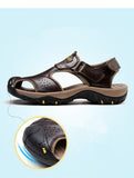 Leather sandals cowhide men's shoes summer beach slippers outdoor leisure Mart Lion   