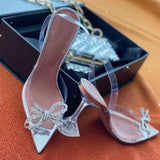 Rhinestones Bowknot Women Pumps clear PVC High heels Jelly Shoes Summer Ladies Wedding Bridal MartLion Silver 35 