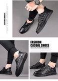 Men's Genuine Leather Casual Shoes Crocodile Print Spring Autumn Trend Sneakers Cool Leisure Flat Loafers Mart Lion   