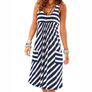 striped dress  summer dress  loose simple sleeveless dress women's clothing MartLion   