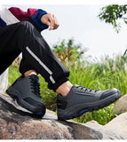 Winter Men Leather Casual Shoes Women Warm Fur Sneakers Lace Up Adult Footwear Plush Summer Walking Footwear Black Sole MartLion