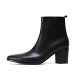Bella Genuine Leather Men's High Heel Boots Pointed Toe Party Dress Formal Shoes MartLion   