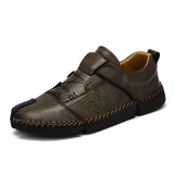 Men's Casual  Leather Shoes Loafers Split Leather Flats Hot Moccasins MartLion dark khaki 7 