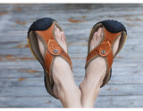 Summer Men's Flip-Flops Outdoor Genuine Leather Sandals Luxury Brand Designer Slipper Casual Beach Slipper Mart Lion   