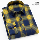 Fall Smart Casual Men's Flannel Plaid Shirt Brand Office Long Sleeve Shirt Clothes Mart Lion 6618 Asian XS Label 38 