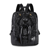 Women Relief Embossed 3D Walrus Backpack Creative Schoolbag Laptop Handbag Rock Punk Rivets Rucksack Waterproof Travel Backpack Mart Lion Black 30x28x14cm 