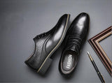 Men's Brogue Shoes Crocodile Pattern Leather Dress Lace-Up Wedding Party Office Oxfords Flats Mart Lion   