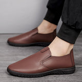 Summer Men's Leather Shoes Slip-On Casual Moccasins Loafers Soft Massage Leather Flats Footwear Driving Walking Mart Lion   