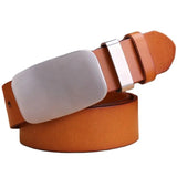 belt men's full grain cowhide genuine leather waist belt 3.8cm wide strap red brown black gold MartLion camel ring steel 125cm 
