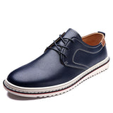 Men's Casual Shoes Leather Dress Waterproof Outdoor Non-slip Wedding Mart Lion Blue 6.5 