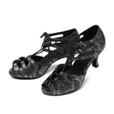 Women's Tango Ballroom Latin Dance Shoes Salsa For Middle Heel Leopard Sandals MartLion   