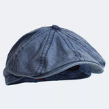 Washed Cotton Newsboy Cap Peaky Octagonal Hat Vintage Casual Cap Solid Berets Visor Gatsby Flat Ivy Hat MartLion Blue 58-60 cm 