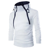 Men's Hoodies Long Sleeve Sweatshirts for Men Zipper Hooded Pullover Neck Mens Sweatshirt Top Jacket Coat Black Sweater MartLion White XL 