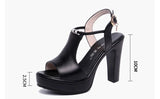 Block Heel Platform Sandals Women Wedding Shoes Summer T Strap High Heels Ladies OL Office MartLion   