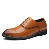 Men's British Retro Carved Brogue Shoes Lace-up Leather Dress Office Wedding Party Oxfords Flats Mart Lion   