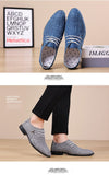 Men's Classic Shoes Dress Korea Pointed Toe Lace-Up Formal Wedding Blue Hemp Mart Lion   