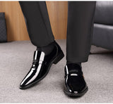 Men's Dress PU Leather Shoes Slip On Moccasin Glitter Formal Shoes Pointed Toe