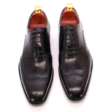 Handmade Men's Wingtip Oxford Shoes Genuine Calfskin Leather Brogue Dress Classic Formal Shoes MartLion   