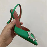 women Pumps luxury Crystal High heels Summer bride Shoes triangle Heeled Party Wedding Shoes MartLion Emerald green 4 