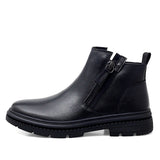 Chelsea Men's Boots Fur Cowhide Double Zipper Korean Version High Top Casual Wool Cotton Shoes Leather MartLion   