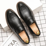 Fotwear Men's Dress Shoes Brown Leather Wedding Slip On Office Loafers Designer Formal Mart Lion Black 6.5 