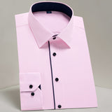 Men's Basic Standard-fit Long Sleeve Dress Shirt Solid/striped Formal White Work Office Classic Mart Lion AM704 43 