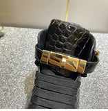 Men Embossed Crocodile High Top Sneakers Lock Lace Red Flats Real Leather Designer Boots Men‘s Casual Shoes MartLion