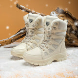 Winter Waterproof Women Men's Boots Snow Warm Non-slip Combat Women's Military Battle Mart Lion Beige 36 