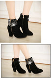  Ankle Boots for Women Red Crystal Boots Women High Heel Winter Shoes Women Zipper MartLion - Mart Lion