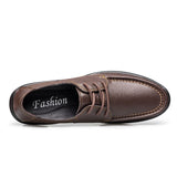 Men's Genuine Leather Shoes Luxury Driving Moccasin Lace Up Solid Black brown Mart Lion   