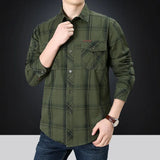 Men's Plaid Shirt Oversized Male England Pure Cotton Casual Shirts Men Clothing Leisure Shirt MartLion   