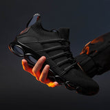 Breathable Mesh Casual Lightweight Sneakers Men's Shoes Outdoor Hard-Wearing Walking Flat Mart Lion Black 6.5 