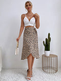 Women Casual Print Tie Side Wrap Skirt Elegant Waist Female Summer A-Line Skirts MartLion   