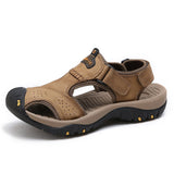 summer men's sandals cow suede leather outdoor leather beach shoes Roman casual Mart Lion khaki 7238 38 