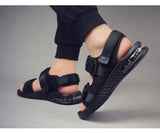 Summer Shoes Men's Beach Sandals Thick Sole Soft Black Non-slip Footwear MartLion   