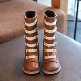 Autumn Winter Children Long Boots Girls Rivets Knee High Baby Warm Velvets Princess Single Knight MartLion   