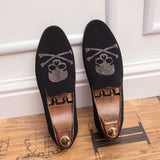 Men's Suede Leather Loafers Casual Metal Skull Decoration Moccasins Oxfords Shoes Party Footwear Slip-On Driving Flats Mart Lion   