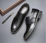 Men's Brogue Shoes Crocodile Pattern Leather Dress Lace-Up Wedding Party Office Oxfords Flats Mart Lion   