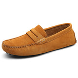 Men's Leather Loafers Casual Shoes Moccasins Slip On Flats Driving Mart Lion Light Brown 8 
