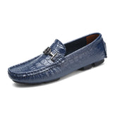 Genuine Leather Men's Shoes Soft Moccasins Loafers Brand Flats Comfy Driving MartLion Blue 6.5 