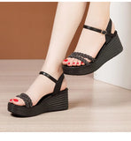 Rhinestone Platform Sandals Women Shoes Summer Elegant Office High Heels Wedges Gold MartLion   