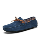 Winter Warm Casual Shoes Men's Loafers With Fur Suede Leather Driving Shoes Designer MartLion Navy Blue 7 