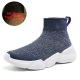 Women Platform Sneakers Casual Shoes Slip On Sock Trainers Plush Lightweight MartLion Blue No Fur 12 