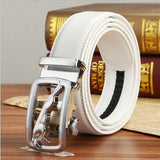 White Men's Belt Automatic Buckle Two-layer Cowhide Youth Korean Version Design Authentic Wild Youth Belt MartLion D91 80cm (Waist 65cm) CHINA