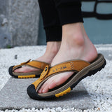 Summer Men's Flip-Flops Outdoor Genuine Leather Sandals Luxury Brand Designer Slipper Casual Beach Slipper Mart Lion   