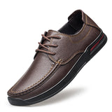 Men's Genuine Leather Shoes Luxury Driving Moccasin Lace Up Solid Black brown Mart Lion Auburn 38 