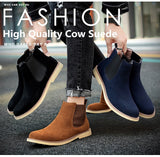 Winter Warm Plush Men's Boots Cow suede Chelsea Non-slip Snow Handmade Ankle Mart Lion   